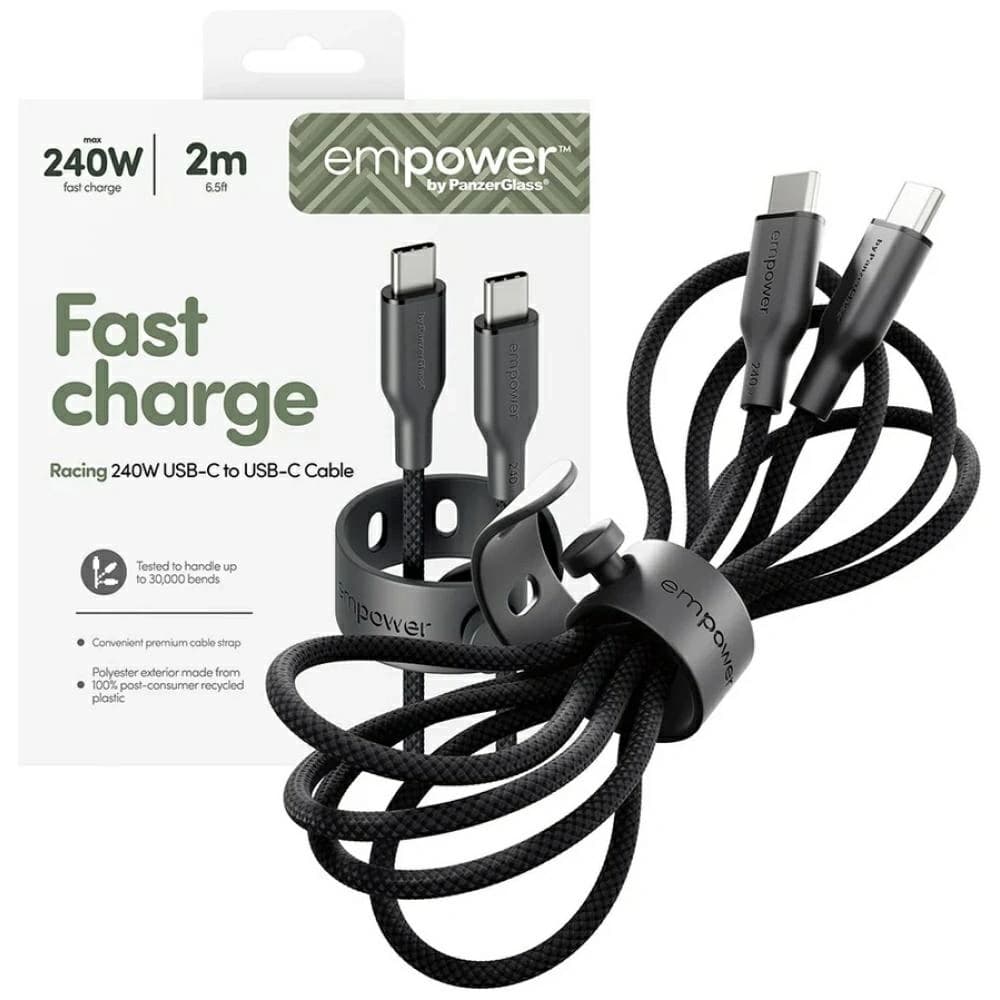 Cable by PanzerGlass Racing Empower 240W USB-C / USB-C 2m fekete
 - 5