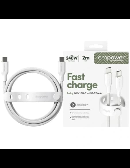 Cable by PanzerGlass Racing Empower 240W USB-C / USB-C 2m ezüst-fehér
