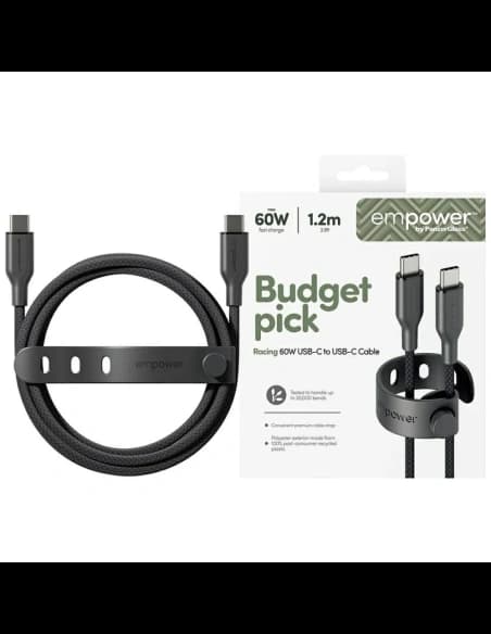Kabel Empower by PanzerGlass Racing 60W USB-C / USB-C 1.2m czarny