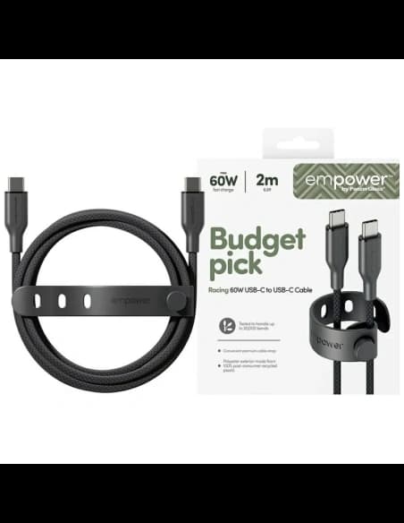 Kabel Empower by PanzerGlass Racing 60W USB-C / USB-C 2m czarny