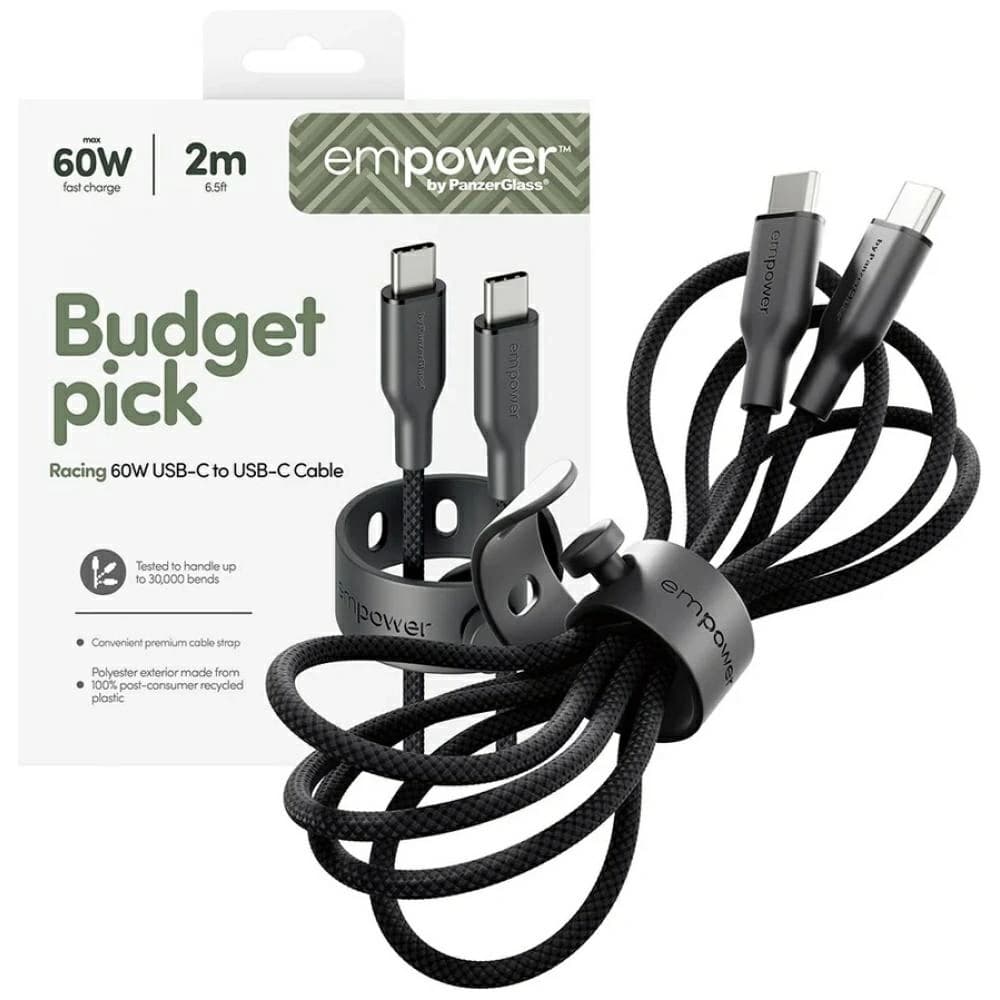 Kabel Empower by PanzerGlass Racing 60W USB-C / USB-C 2m czarny - 5