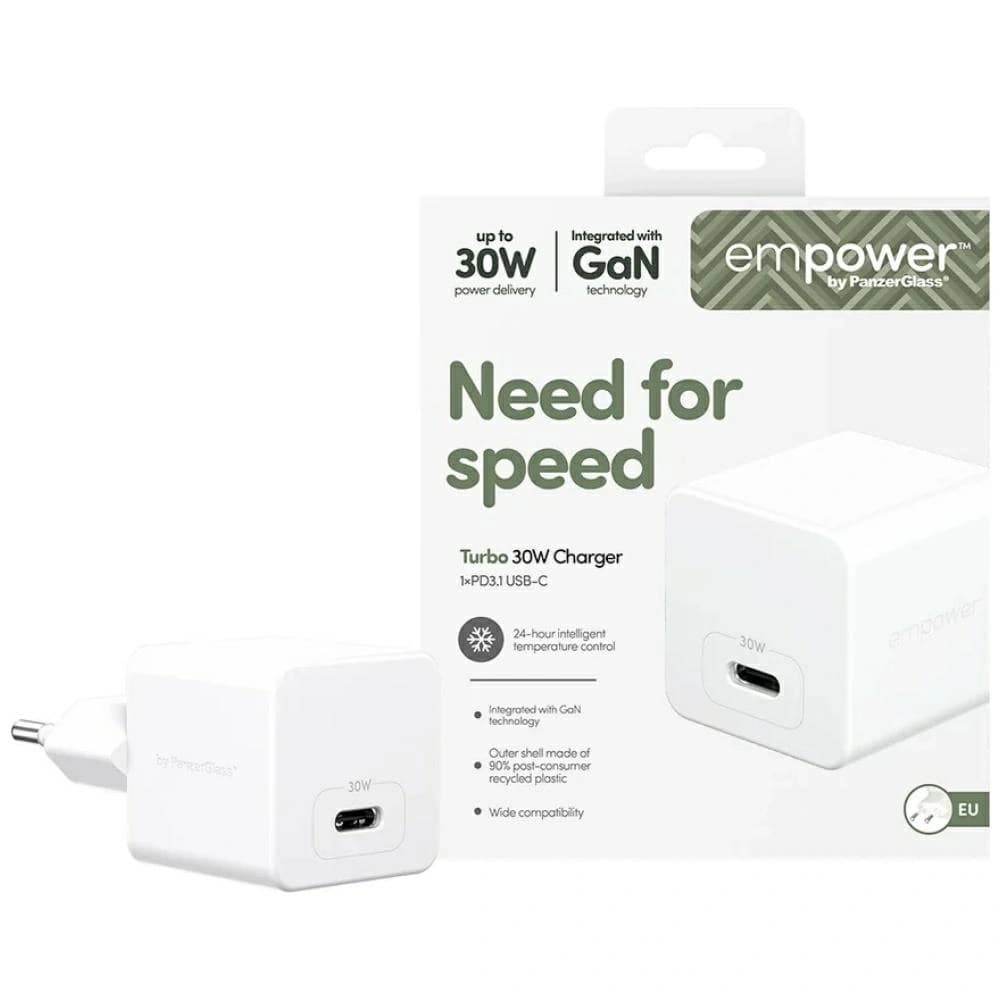 Empower by PanzerGlass Turbo 30W USB-C Fali Töltő Ezüst-Fekete
 - 1