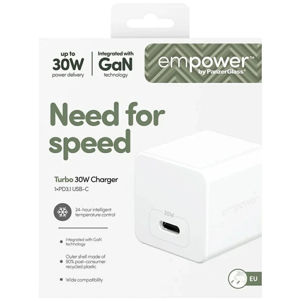 Empower by PanzerGlass Turbo 30W USB-C Fali Töltő Ezüst-Fekete
 - 5