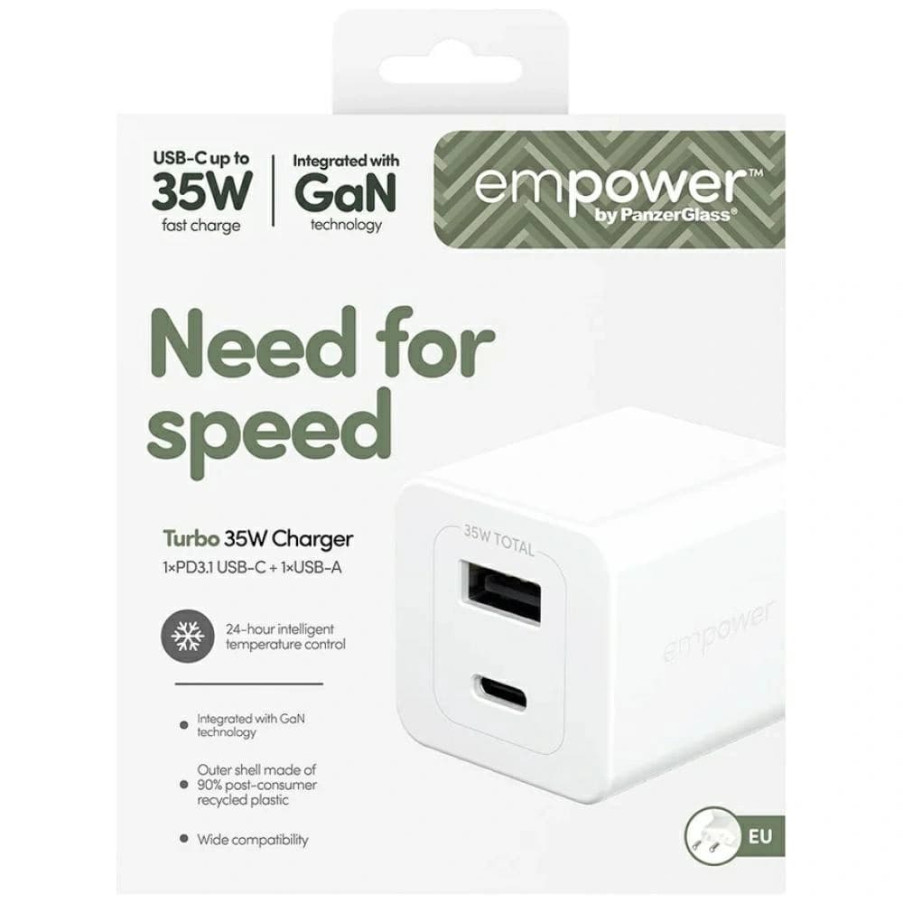 Ładowarka sieciowa Empower by PanzerGlass Turbo 35W USB-A, USB-C srebrno-biały - 5