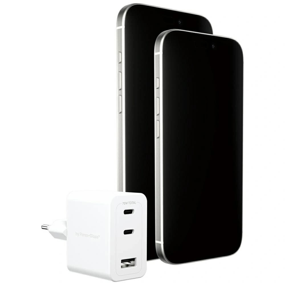 Empower de la PanzerGlass Turbo 70W 2xUSB-C USB-A Încărcător de perete Argintiu-Alb
 - 4