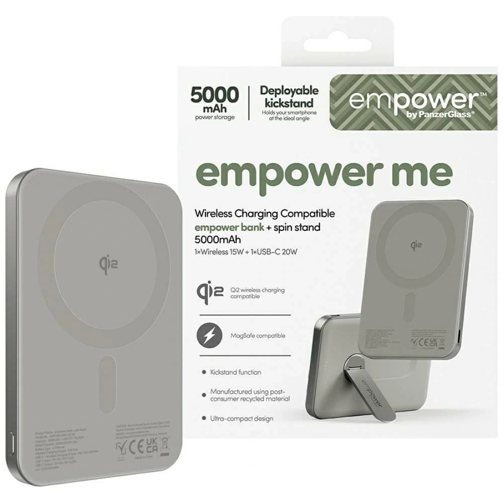 Empower Power Bank de la PanzerGlass Bank cu Suport Rotativ 5000mAh titan
 - 1