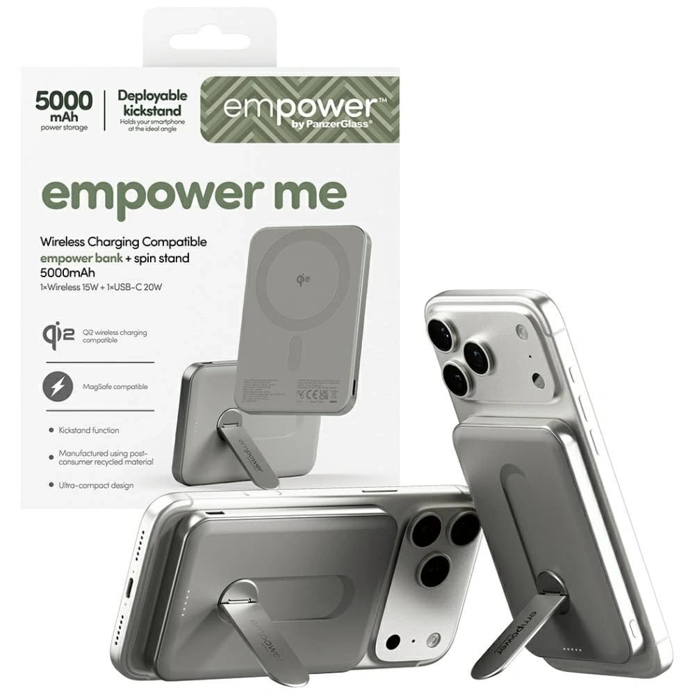 Empower Power Bank de la PanzerGlass Bank cu Suport Rotativ 5000mAh titan
 - 5