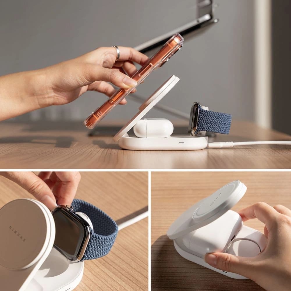 Ringke Qi2.2 25w 3in1 Magnetic MagSafe Wireless Folding Charger Fehér
 - 5