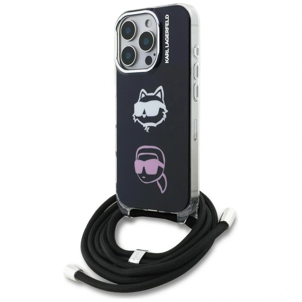 Karl Lagerfeld IML Crossbody Karl&Choupette Head Apple iPhone 16 Pro fekete