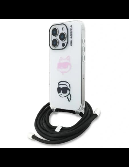 Karl Lagerfeld IML Crossbody Karl&Choupette Head Apple iPhone 16 Pro Max bílý
