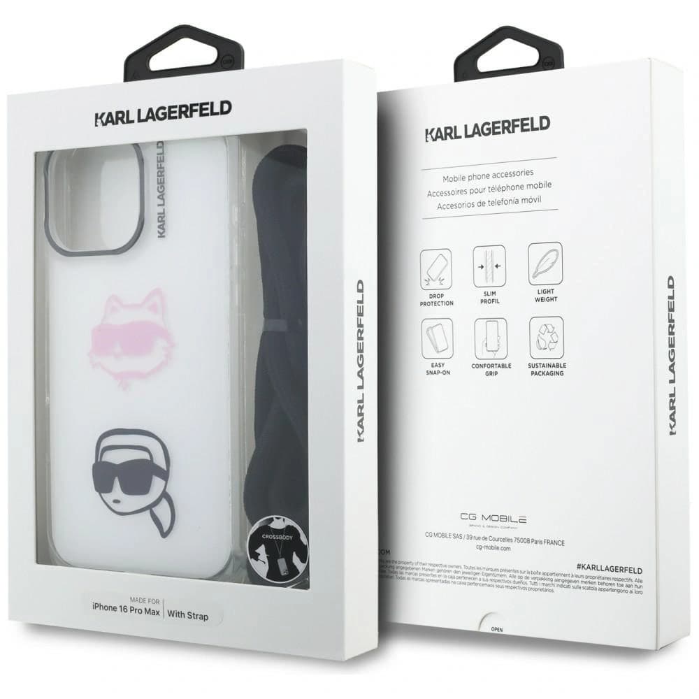 Karl Lagerfeld IML Crossbody Karl&Choupette Head Apple iPhone 16 Pro Max bílý
 - 7