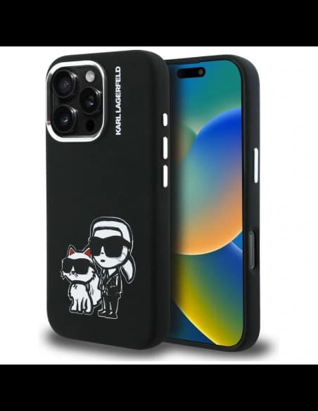 Karl Lagerfeld Silicone Karl&Choupette Sketch MagSafe Apple iPhone 16 Pro black