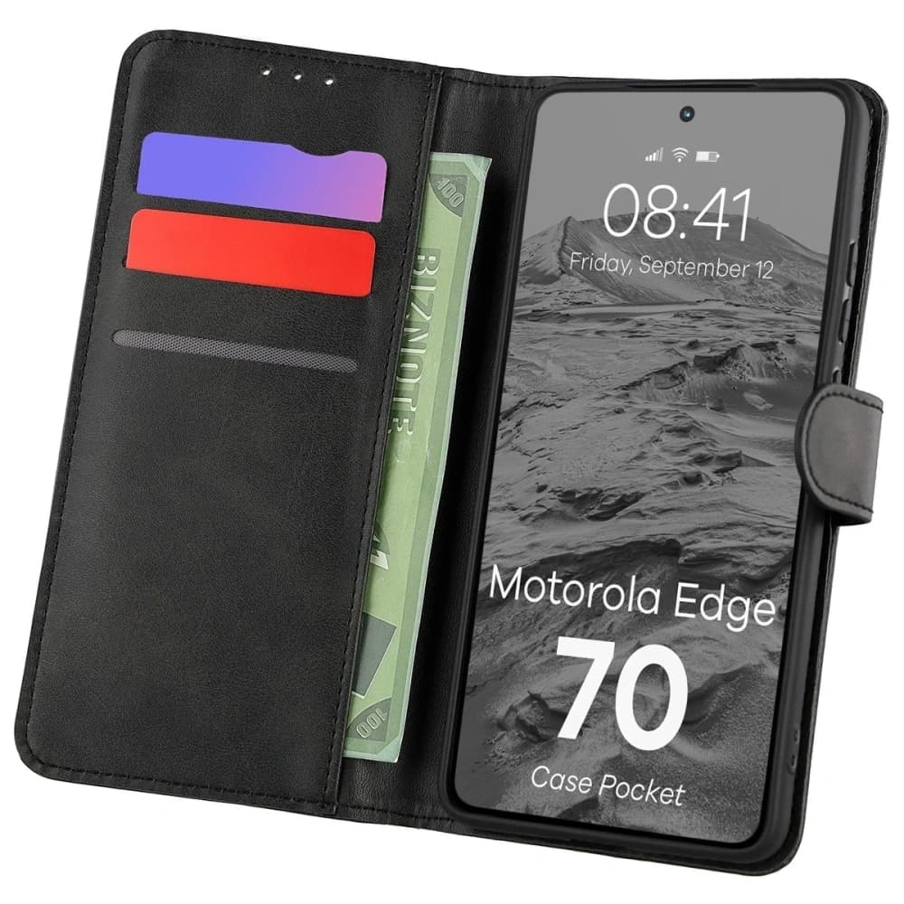 Carcasă Bizon Pocket Motorola Edge 70 neagră