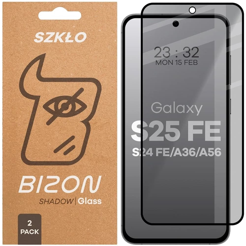 Bizon Glass Edge Shadow Duo Samsung Galaxy S25 FE / S24 FE / A36 5G / A56 5G getönt mit einem schwarzen Rahmen [2 PACK]
 - 1