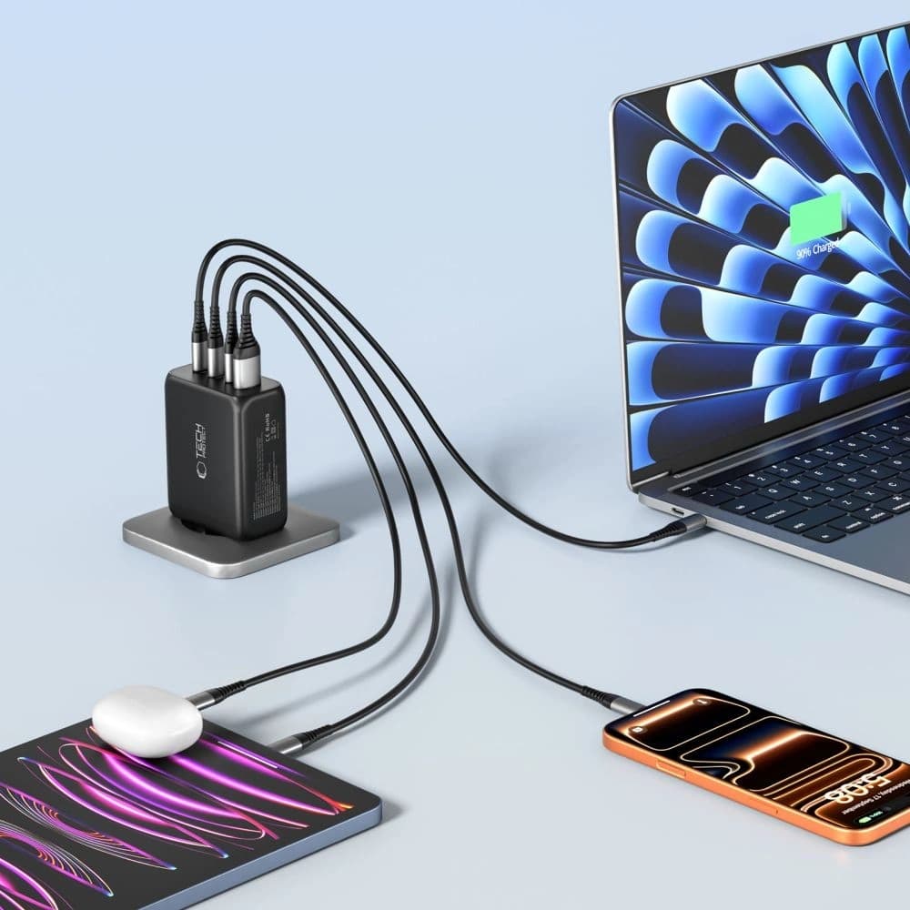 Tech-Protect NC200W-GAN 4-portový síťový nabíječ PD 200W / QC3.0 černý
 - 7