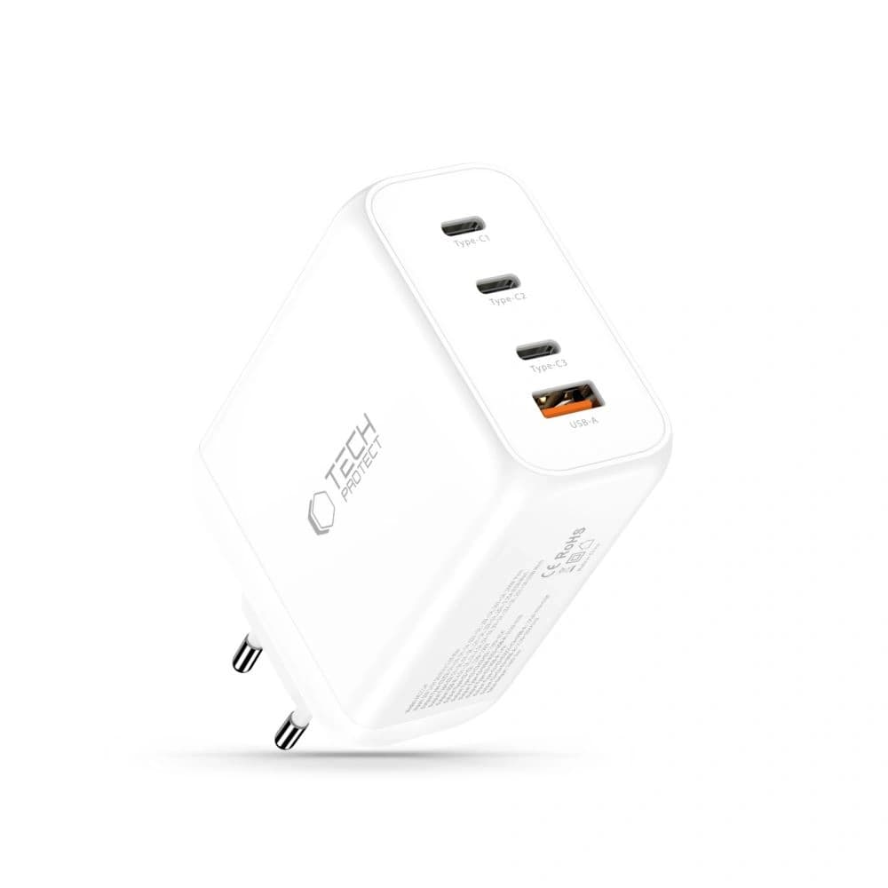 Tech-Protect NC200W-GAN 4-Port Netzwerk-Ladegerät PD 200W / QC3.0 weiß
 - 2