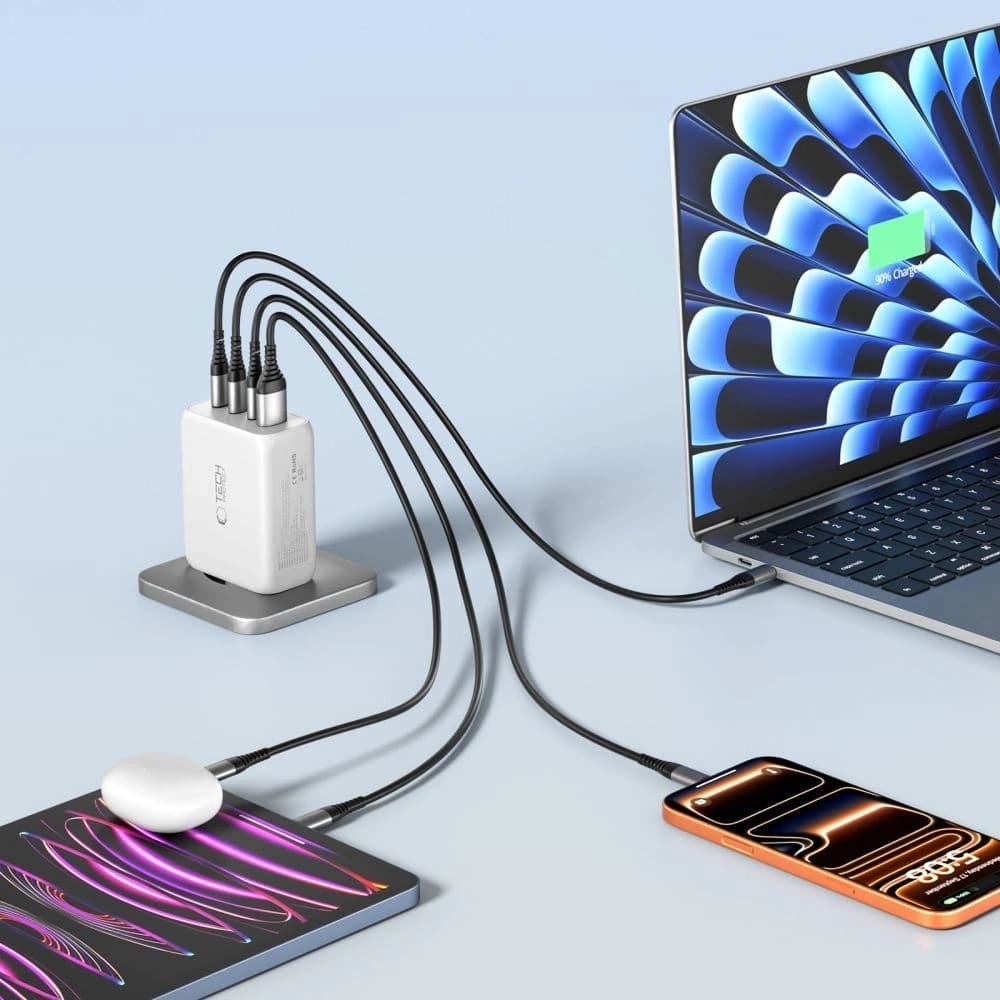 Tech-Protect NC200W-GAN 4-Port Netzwerk-Ladegerät PD 200W / QC3.0 weiß
 - 7