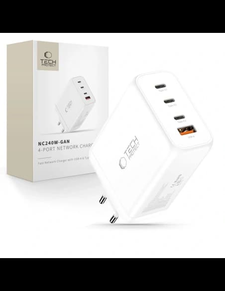 Ładowarka sieciowa Tech-Protect NC240W-GAN 4-port Network Charger PD 240W / QC3.0 White