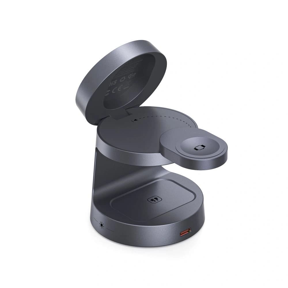 Tech-Protect QI2.2-25W-A48 3in1 Mágneses MagSafe Vezeték nélküli Töltő Sötétszürke
 - 5