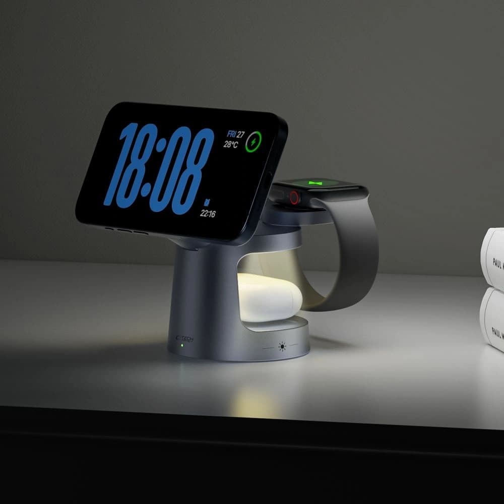 Tech-Protect QI2.2-25W-A48 3in1 Mágneses MagSafe Vezeték nélküli Töltő Sötétszürke
 - 10