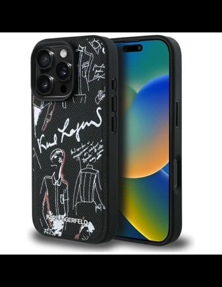 Karl Lagerfeld Grained Pattern & Logo MagSafe Apple iPhone 16 Pro Max černý
