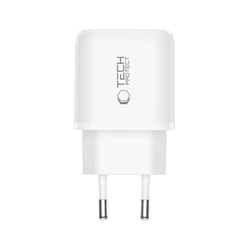 Încărcător de rețea Tech-Protect NCA45W-GAN USB-A, USB-C Încărcător de rețea PD 45W / QC3.0 + Cablu USB-C Alb - 4
