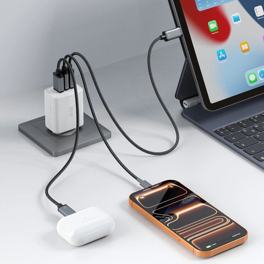 Ładowarka sieciowa Tech-Protect NCA65W-GAN USB-A, 2xUSB-C Network Charger PD 65W / QC3.0 White - 8