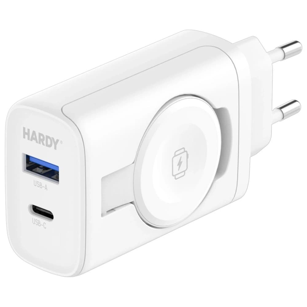Ładowarka sieciowa 3MK HARDY PD 33W 2w1 USB-A / USB-C + indukcja do Apple Watch biały - 3