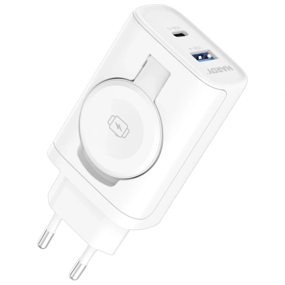 Ładowarka sieciowa 3MK HARDY PD 33W 2w1 USB-A / USB-C + indukcja do Apple Watch biały - 5