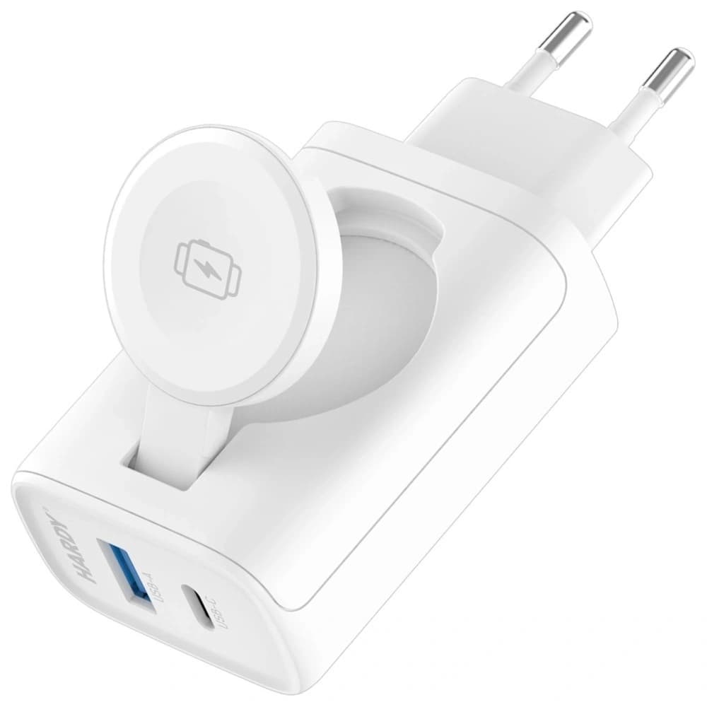 Ładowarka sieciowa 3MK HARDY PD 33W 2w1 USB-A / USB-C + indukcja do Apple Watch biały - 6
