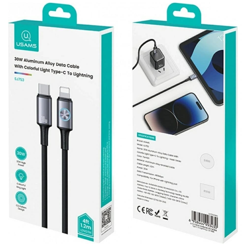 Kabel USAMS Huan Series SJ753 30W USB-C / Lightning 1.2m tarnish - 3