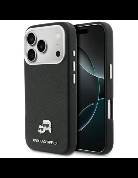 Karl Lagerfeld Karl & Choupette Fej Tűk Saffiano MagSafe Apple iPhone 17 Pro fekete
