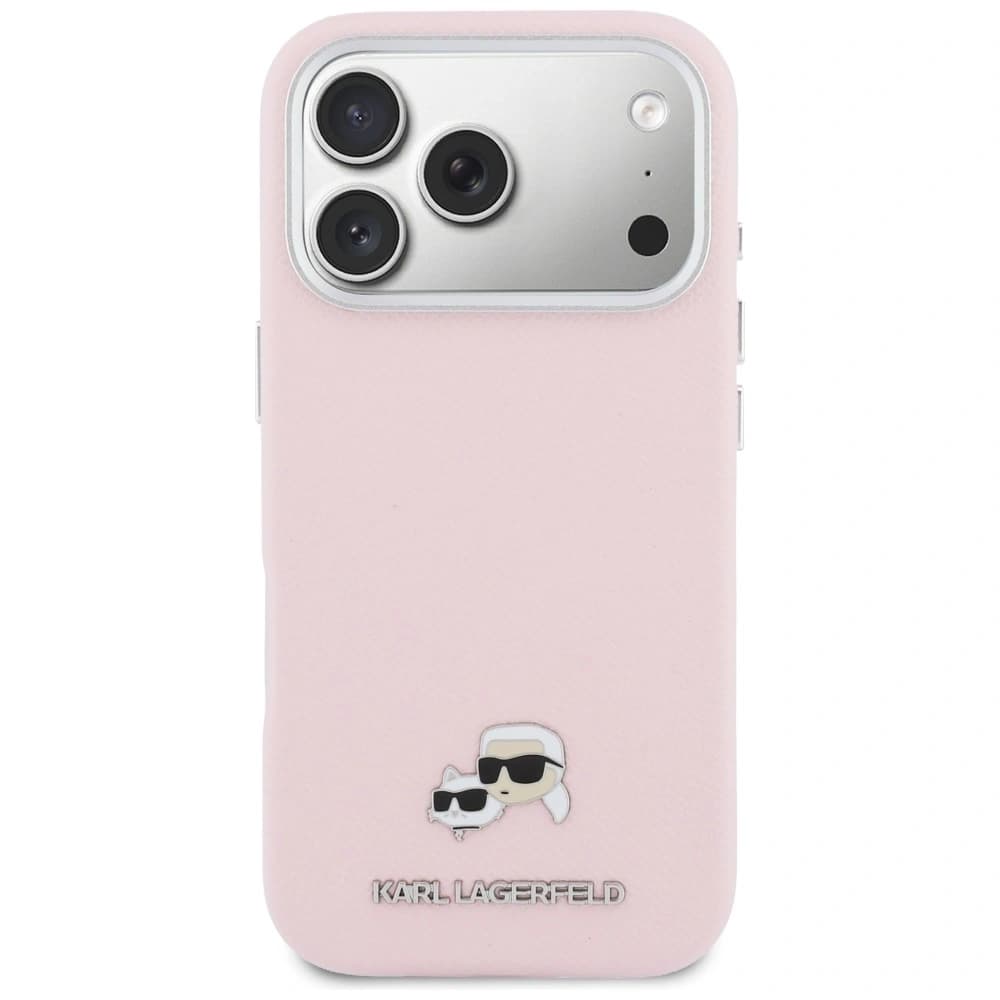 Karl Lagerfeld Karl & Choupette Head Pins Saffiano MagSafe Apple iPhone 17 Pro Max pink
 - 3