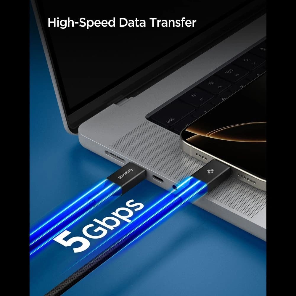 Spigen EB10015CC Essential USB-C Cable 100W 150cm Negru - 6