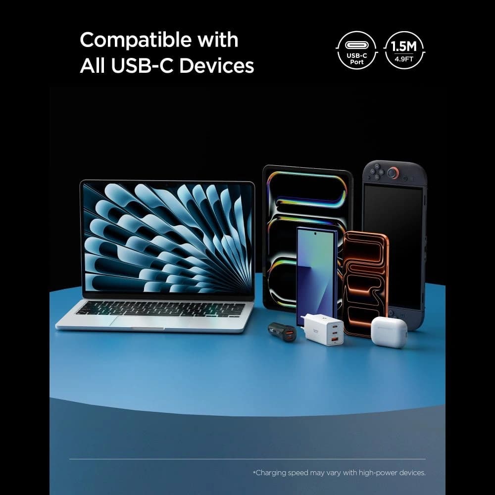 Spigen EB10015CC Essential USB-C Cable 100W 150cm Negru - 8