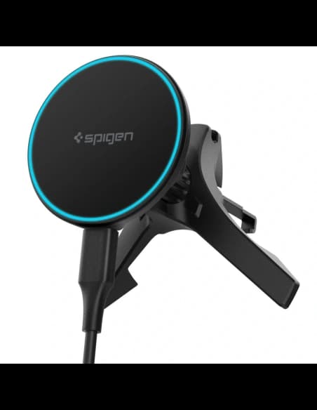 Uchwyt samochodowy do kratki z ładowarką Spigen EV15MAQ Essential Magnetic MagSafe Vent Car Mount Wireless Charger 15W QI2 Black