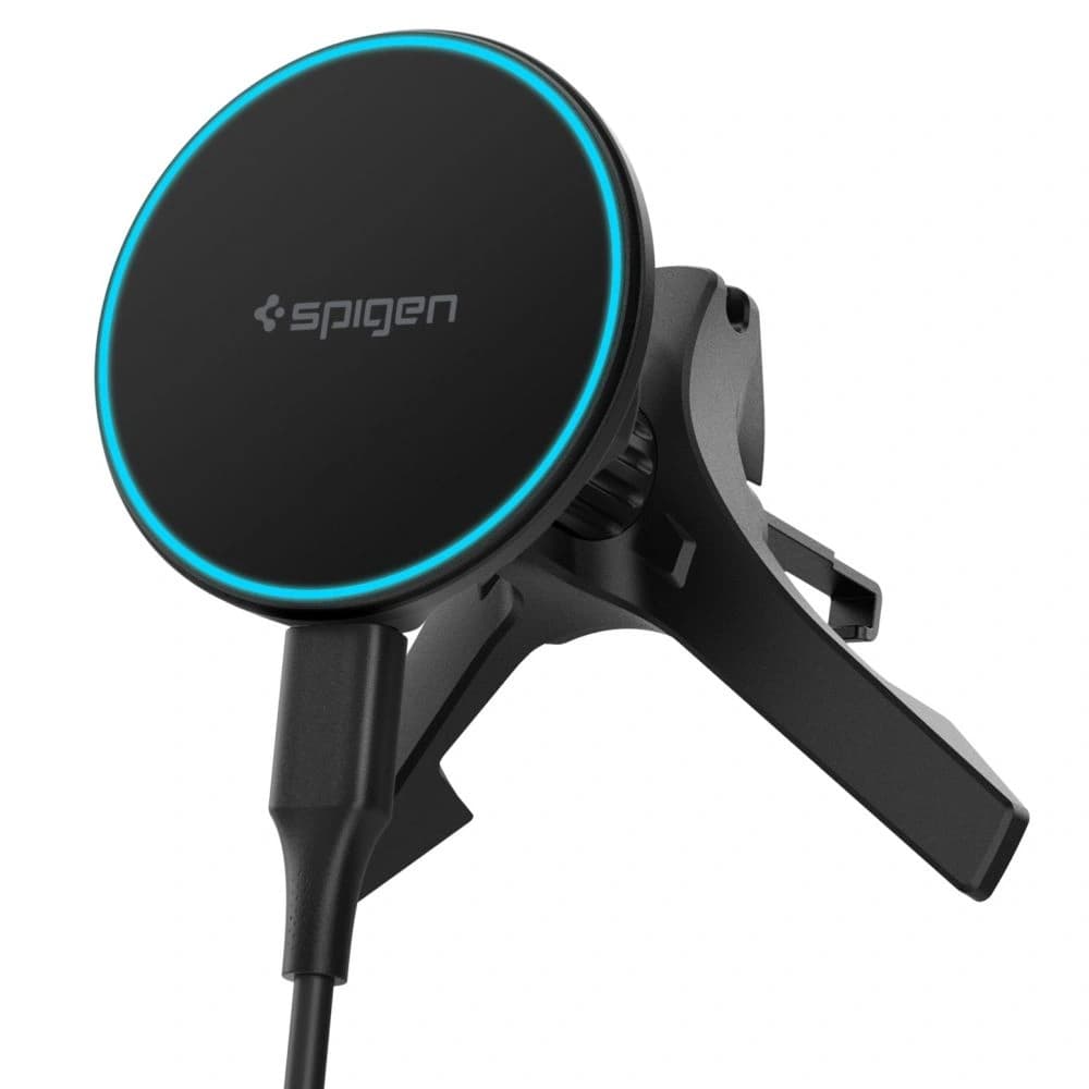 Uchwyt samochodowy do kratki z ładowarką Spigen EV15MAQ Essential Magnetic MagSafe Vent Car Mount Wireless Charger 15W QI2 Black - 1