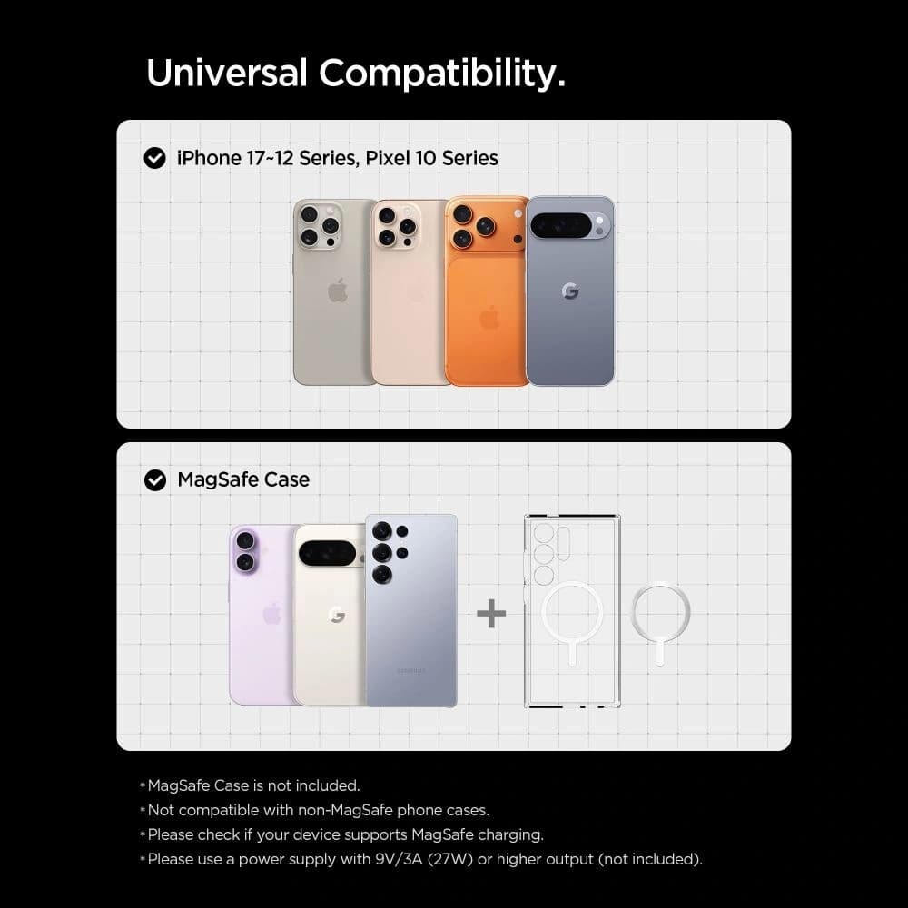 Uchwyt samochodowy do kratki z ładowarką Spigen EV15MAQ Essential Magnetic MagSafe Vent Car Mount Wireless Charger 15W QI2 Black - 7