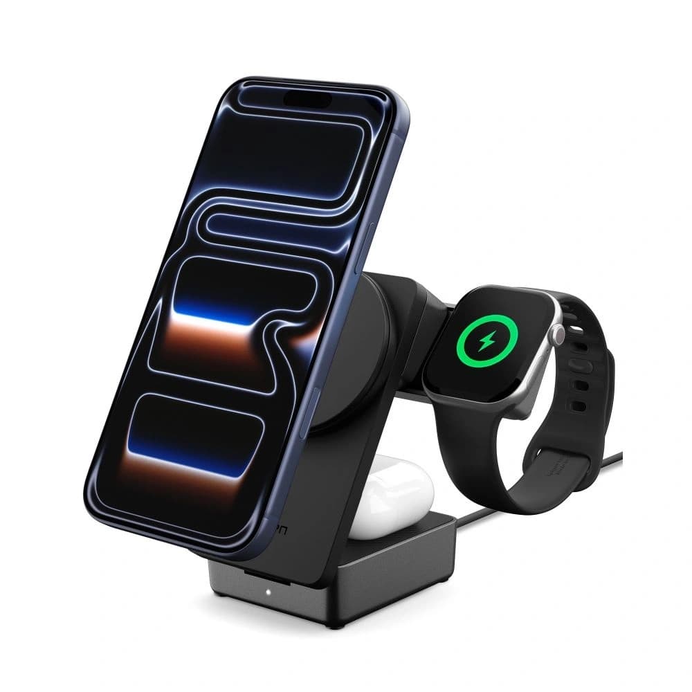 Ładowarka bezprzewodowa Spigen EF323MQ Essential 3in1 Magnetic MagSafe Wireless Charger 25W Qi2.2 Black - 2