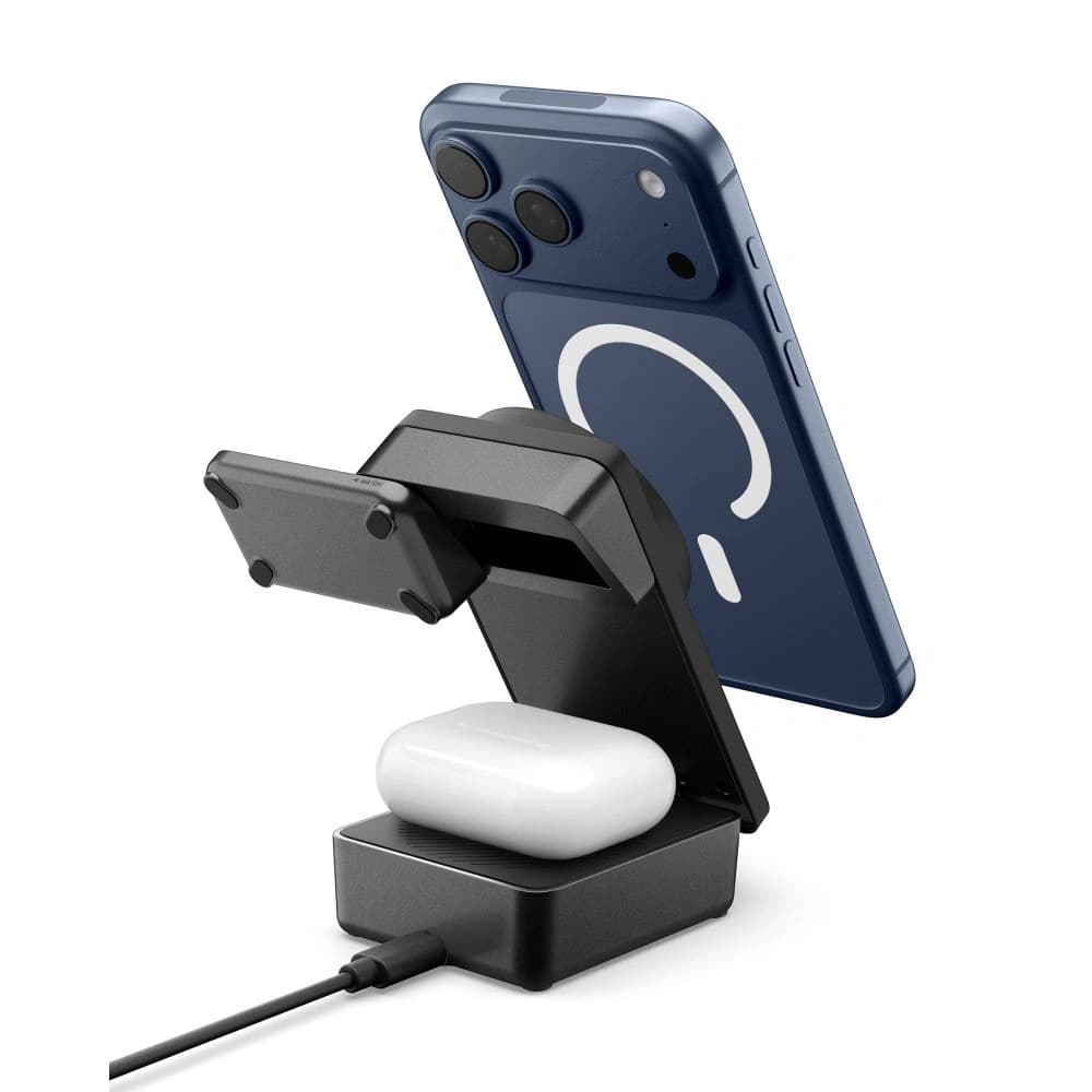 Ładowarka bezprzewodowa Spigen EF323MQ Essential 3in1 Magnetic MagSafe Wireless Charger 25W Qi2.2 Black - 3