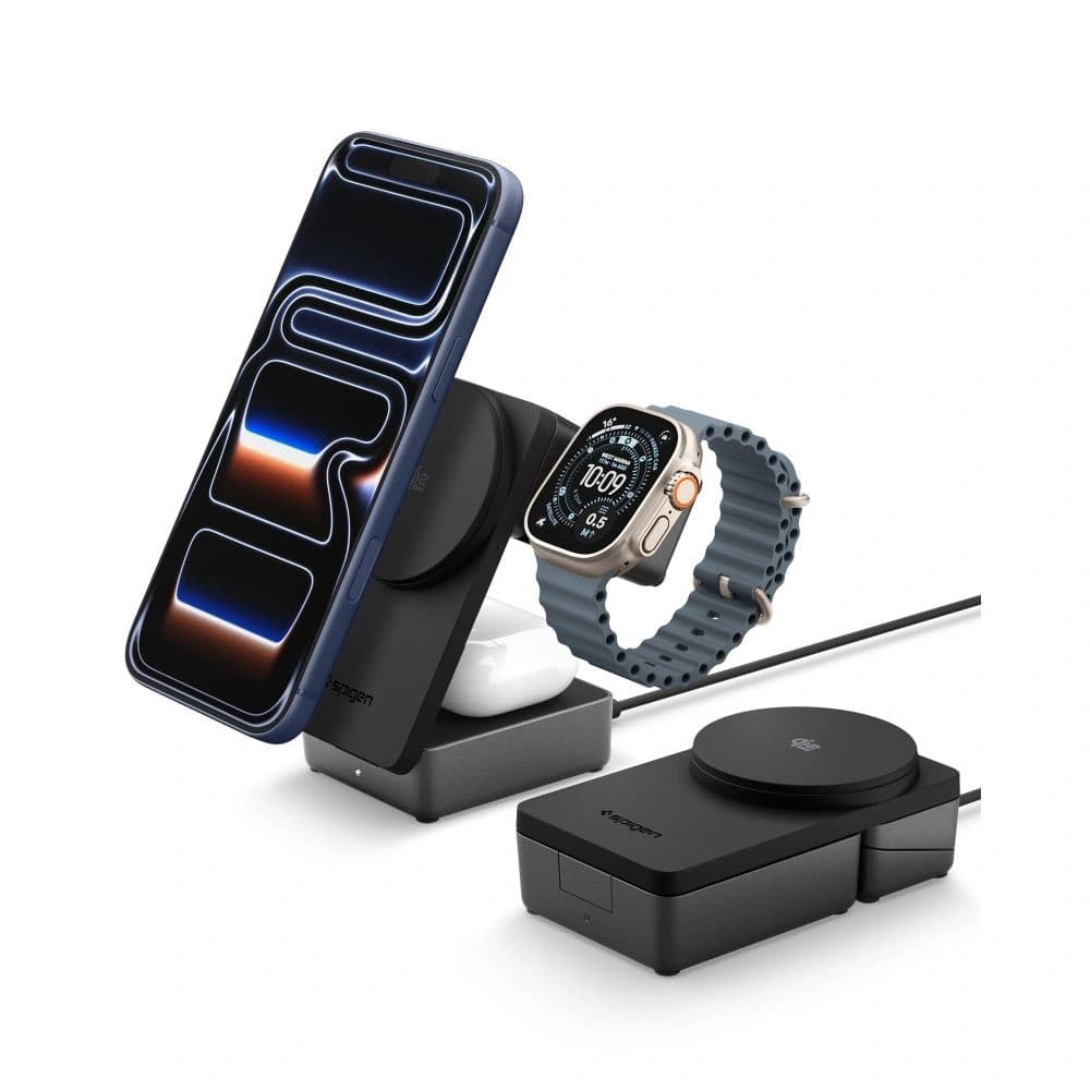 Ładowarka bezprzewodowa Spigen EF323MQ Essential 3in1 Magnetic MagSafe Wireless Charger 25W Qi2.2 Black - 6
