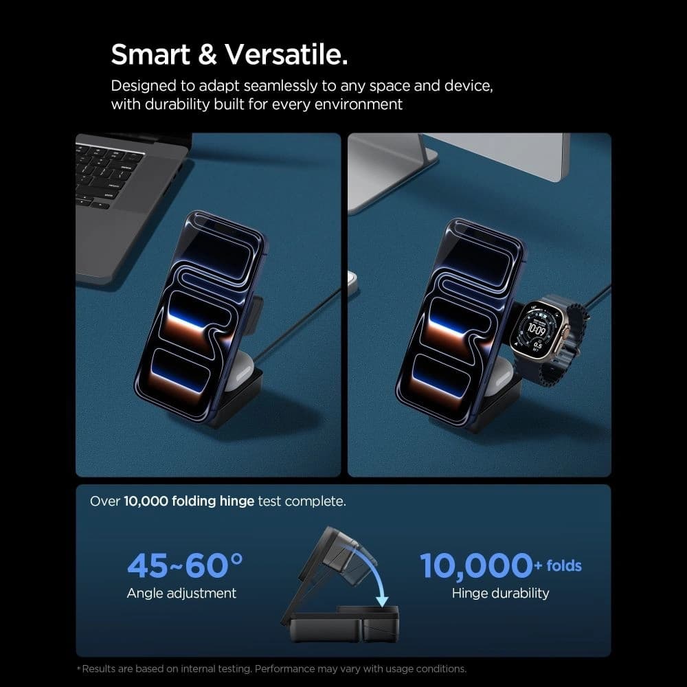 Ładowarka bezprzewodowa Spigen EF323MQ Essential 3in1 Magnetic MagSafe Wireless Charger 25W Qi2.2 Black - 9