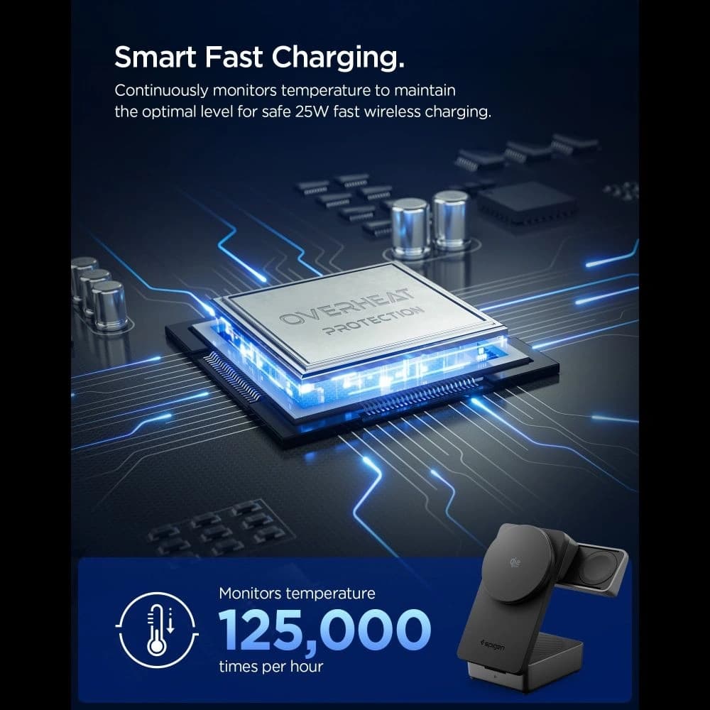 Ładowarka bezprzewodowa Spigen EF323MQ Essential 3in1 Magnetic MagSafe Wireless Charger 25W Qi2.2 Black - 11