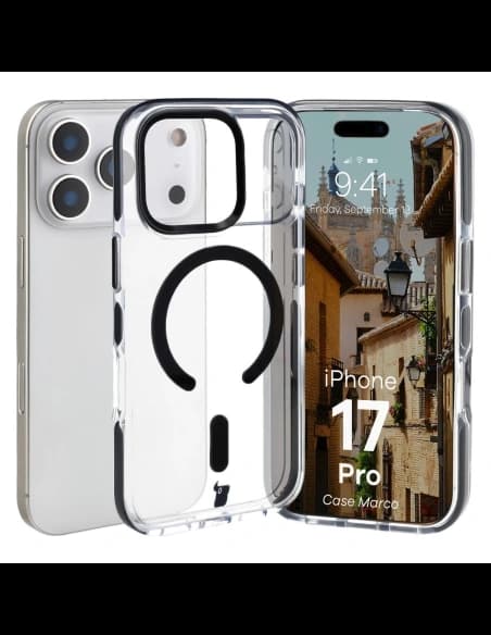 Bizon Case Marco Mágneses Apple iPhone 17 Pro átlátszó fekete kerettel
