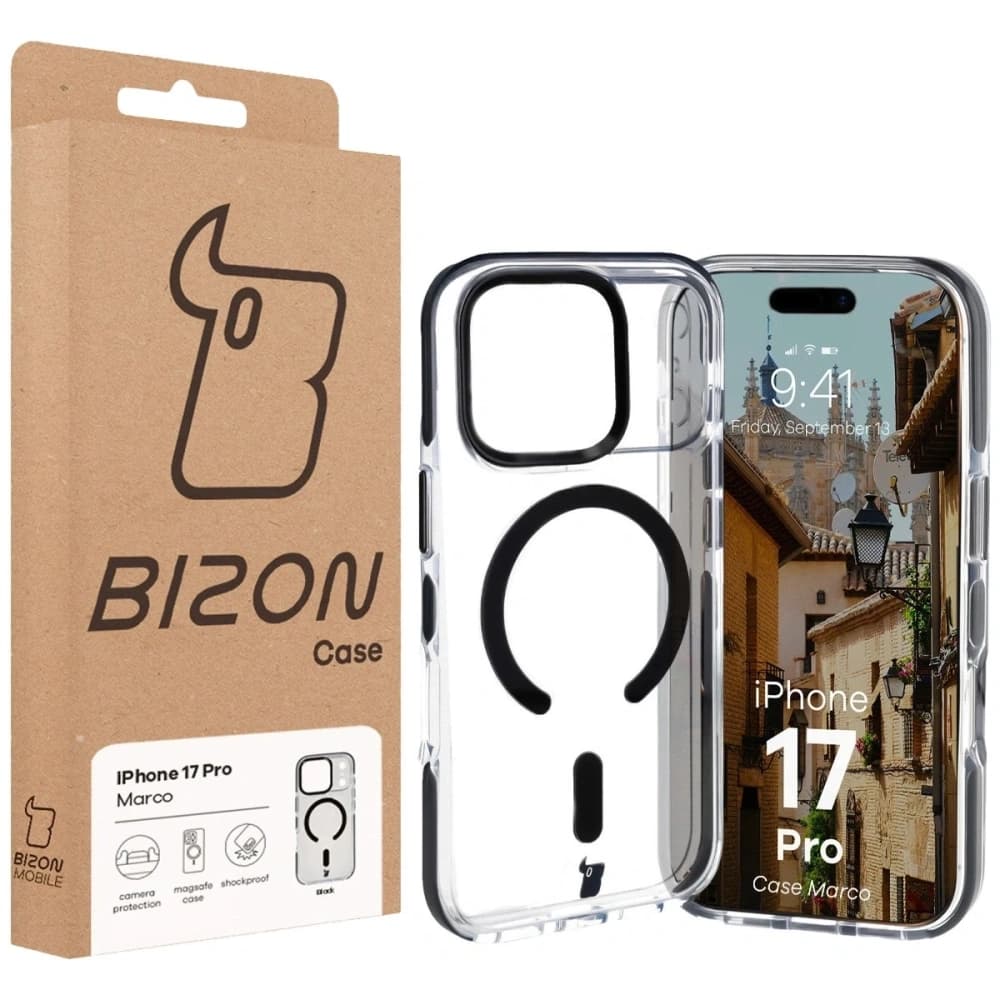 Bizon Case Marco Magnetic Apple iPhone 17 transparent cu un cadru negru - 10