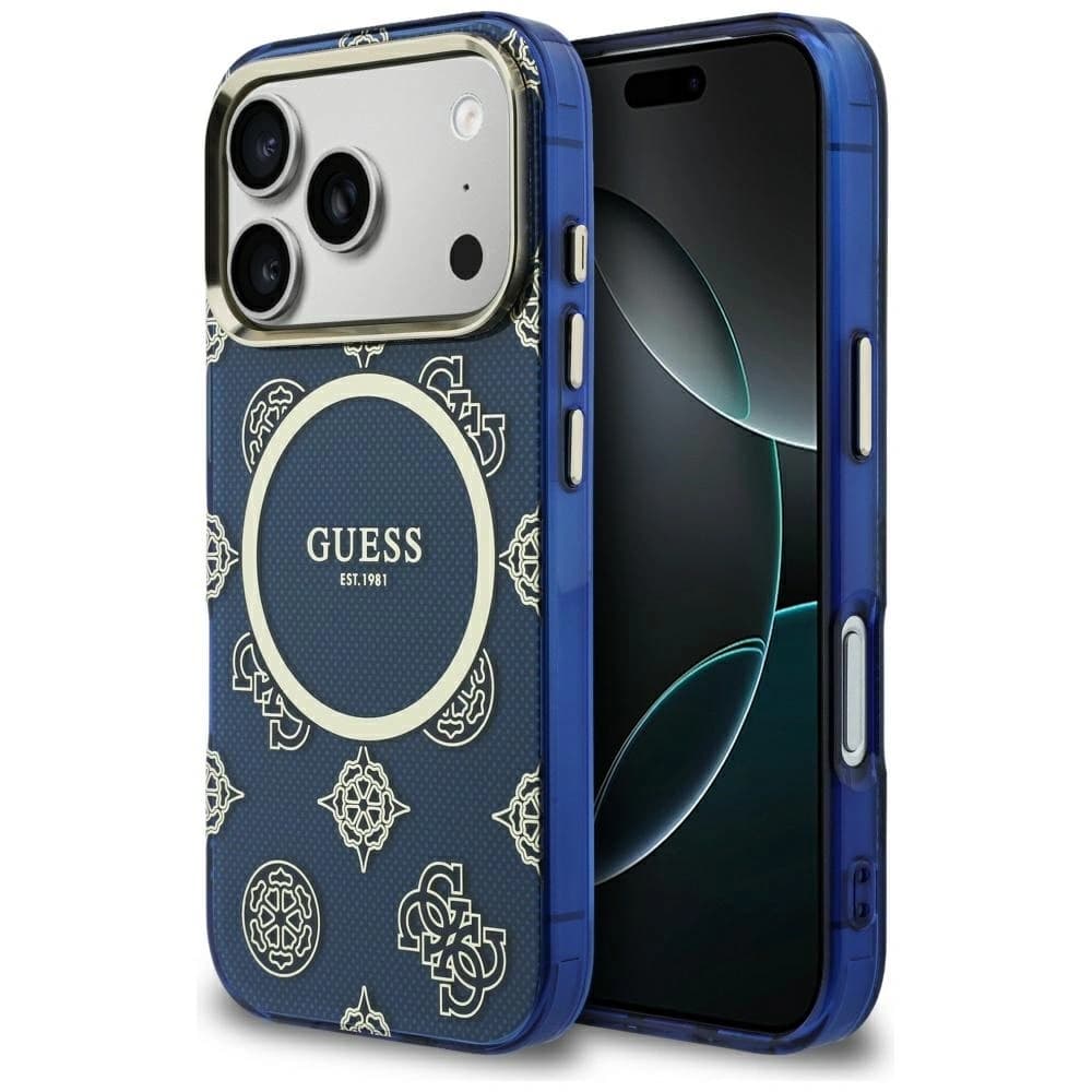 Guess IML Peony Dot MagSafe Apple iPhone 17 Pro albastru