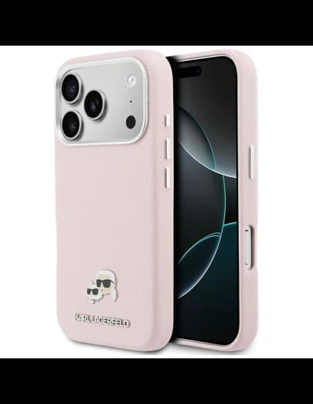 Karl Lagerfeld Karl & Choupette Fej Tűk Saffiano MagSafe Apple iPhone 17 Pro rózsaszín
