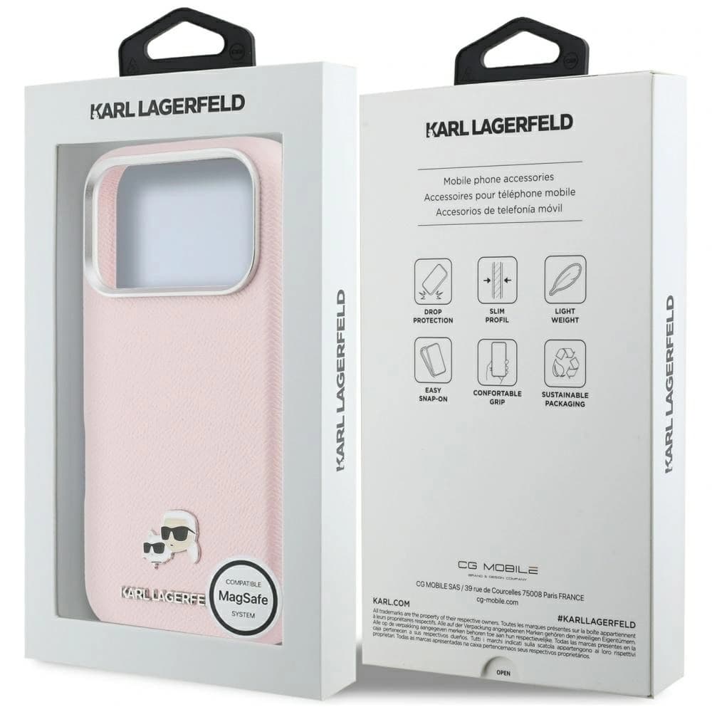 Karl Lagerfeld Karl & Choupette Head Pins Saffiano MagSafe Apple iPhone 17 Pro pink
- 8