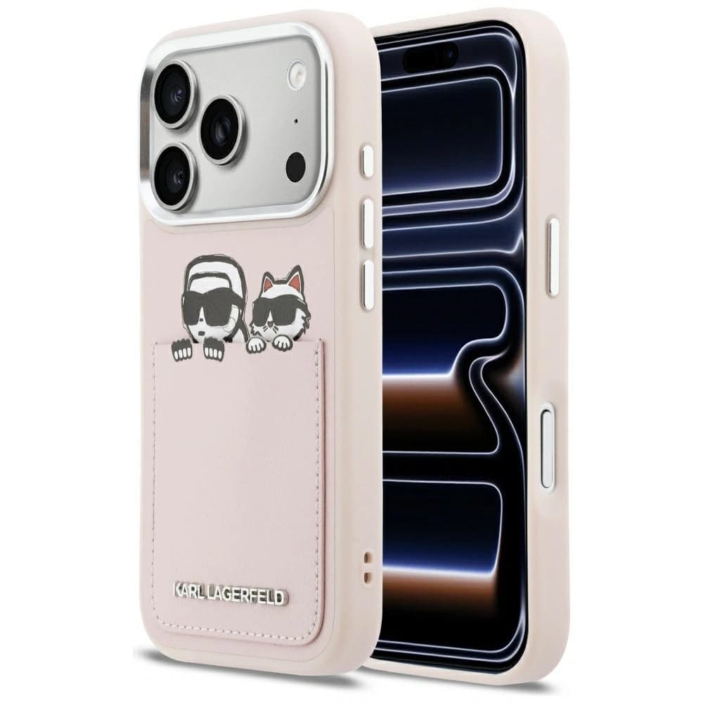 Karl Lagerfeld Karl & Choupette Print & Pocket Apple iPhone 17 Pro Max pink