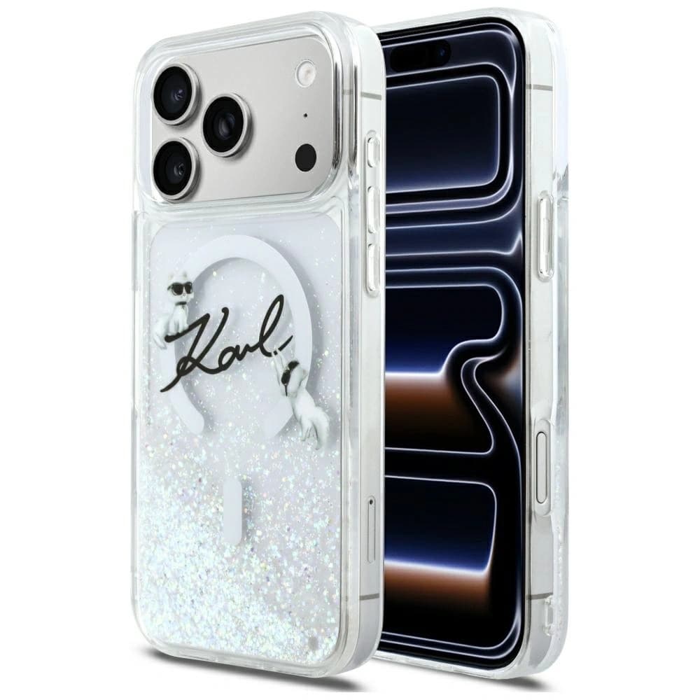 Karl Lagerfeld Liquid Glitter Karl Script Logo MagSafe Apple iPhone 17 Pro Max klar